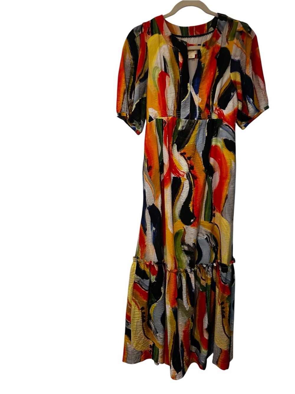 Maeve for Anthropoligie Multi-Color Midi Dress - Vibrant Brushstroke Size XS